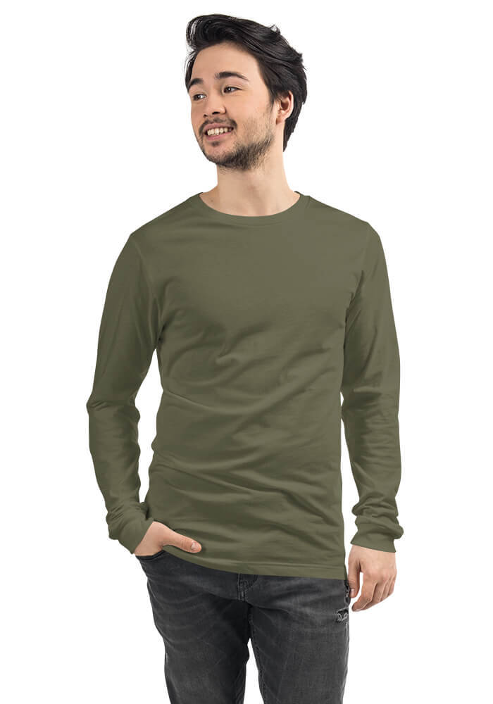 Unisex Long Sleeve Tee — Bella + Canvas 3501 — Military Green