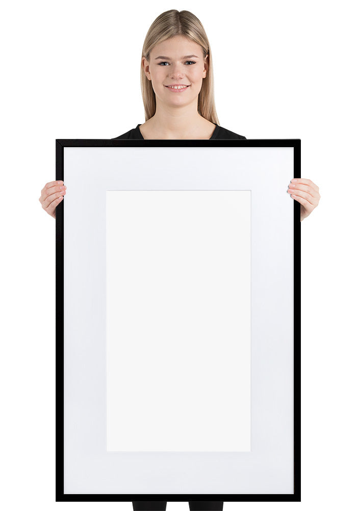 Matte Paper Framed Poster With Mat (cm) — Black / 61×91 cm