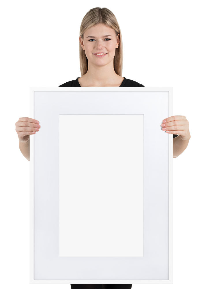 Matte Paper Framed Poster With Mat (cm) — White / 50×70 cm