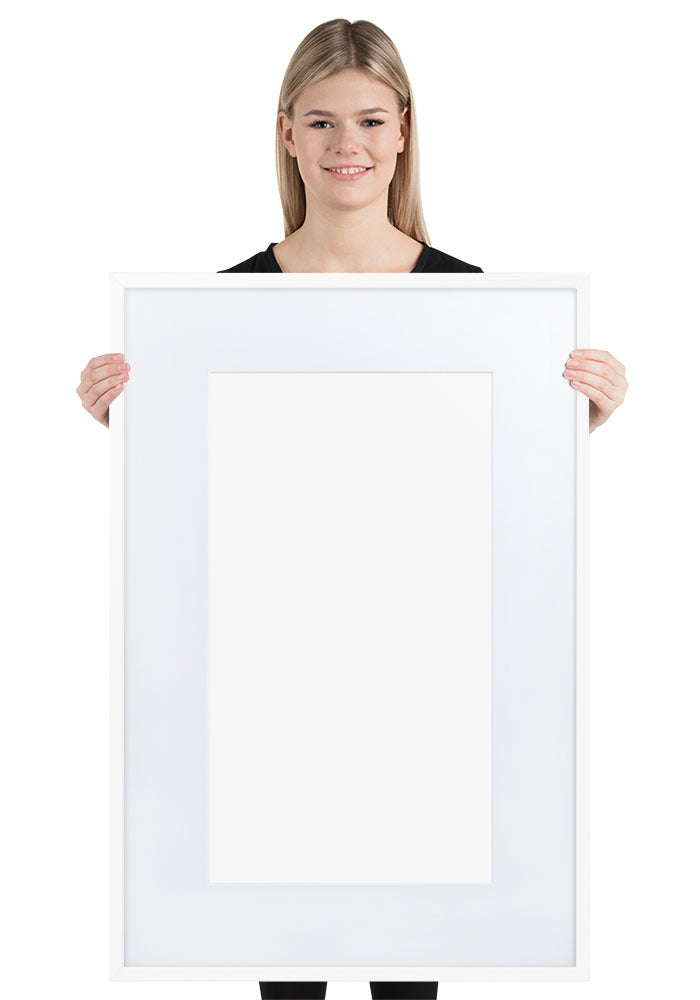 Matte Paper Framed Poster With Mat (cm) — White / 61×91 cm