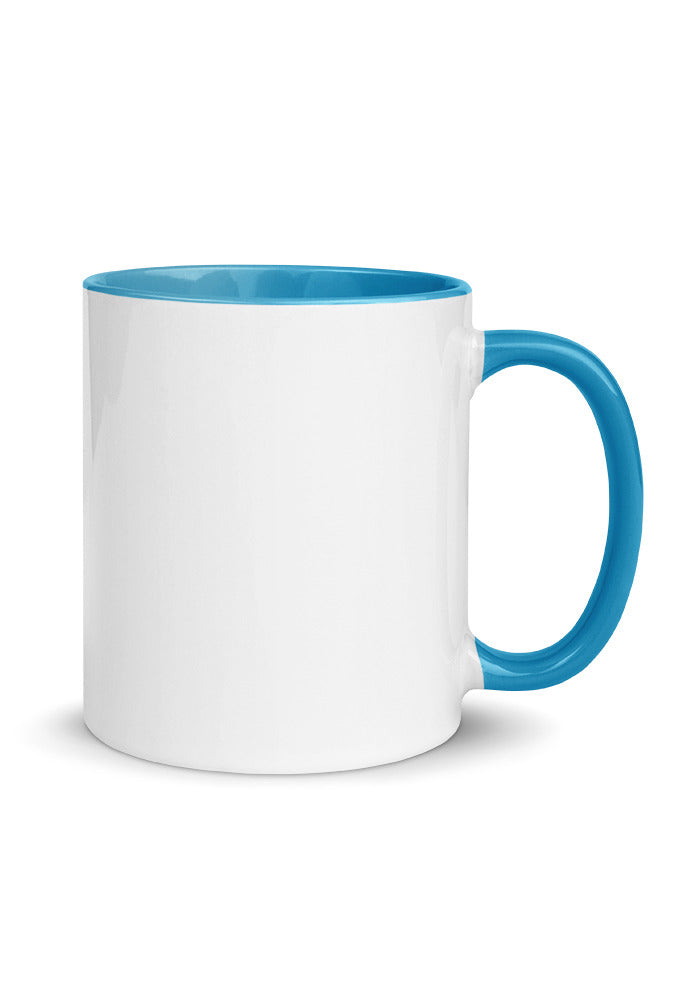 White Ceramic Mug with Color Inside — Blue / 11 oz