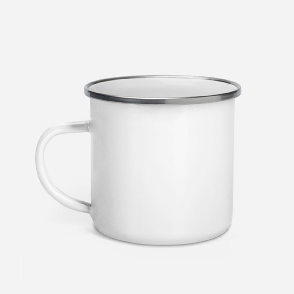 Enamel Mug — supplier product photograph; artwork added after approval