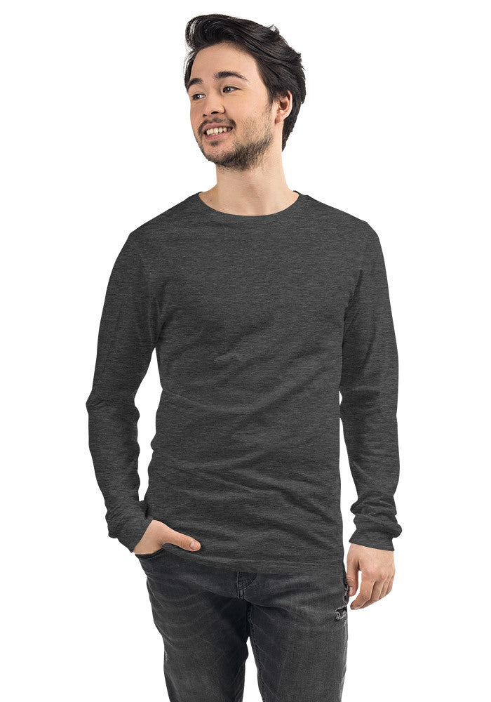 Unisex Long Sleeve Tee — Bella + Canvas 3501 — Dark Grey Heather / L