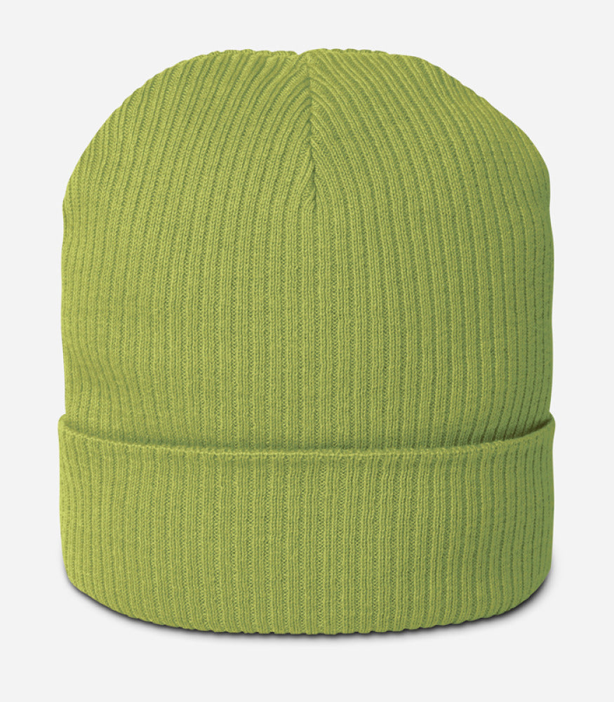 Organic Ribbed Beanie — Atlantis — Leaf Green / One size
