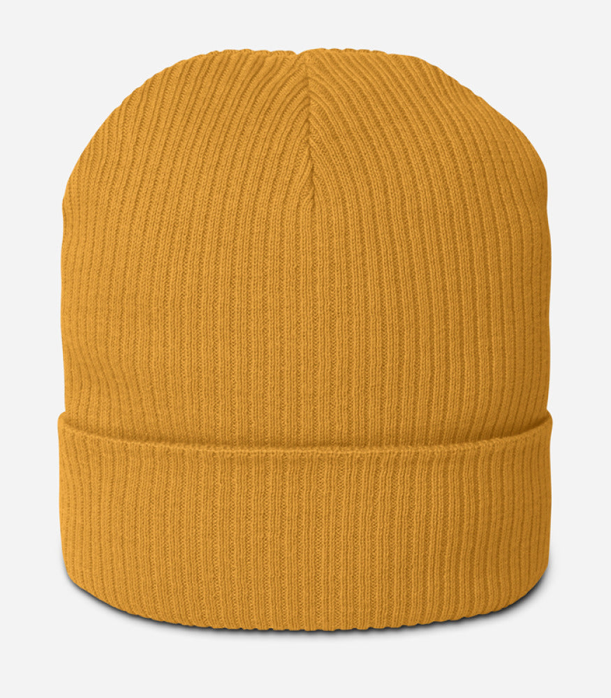 Organic Ribbed Beanie — Atlantis — Mustard Yellow / One size