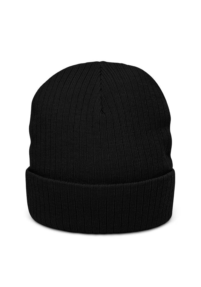 Ribbed Knit Beanie — Atlantis — Black / One size