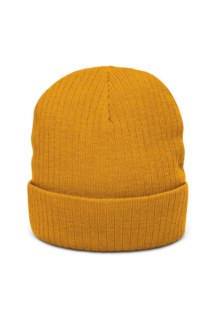 Ribbed Knit Beanie — Atlantis — Mustard / One size