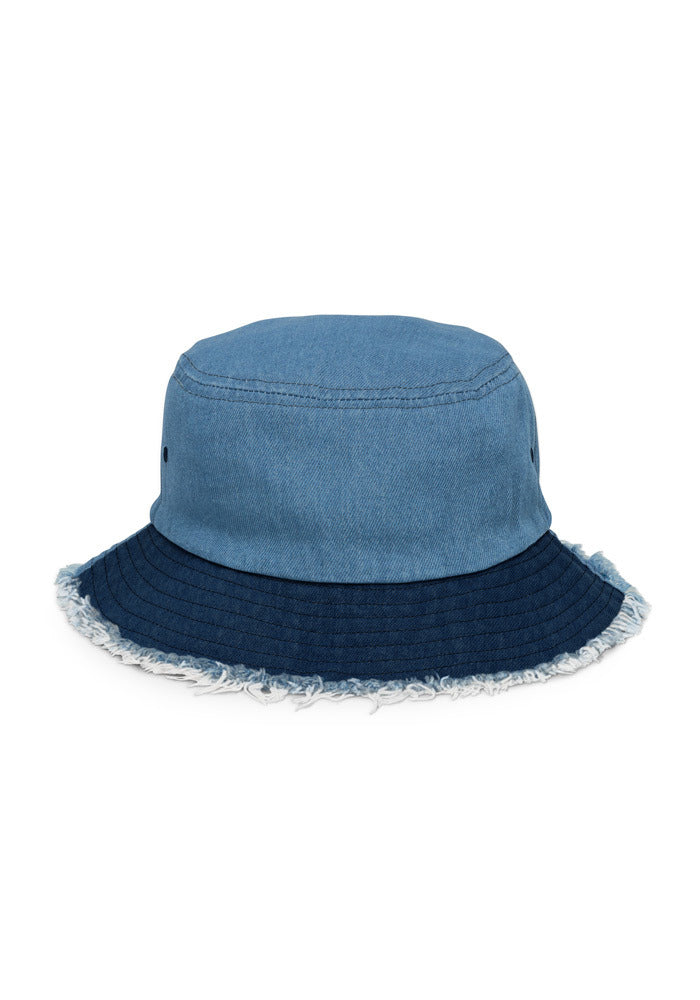 Distressed Denim Bucket Hat — Classic / Light Denim / One size