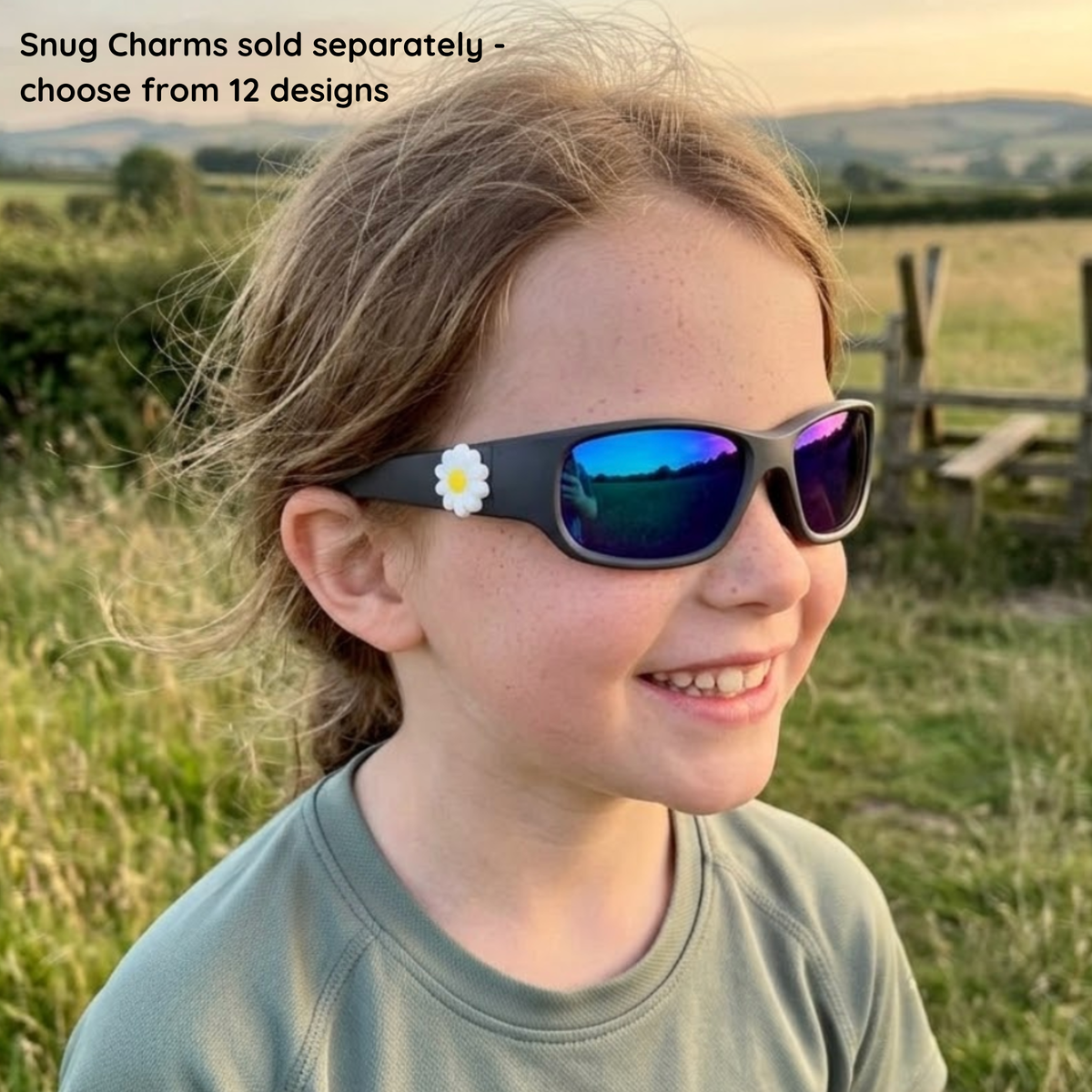 Black Charcoal Kids Sunglasses | REVO Lens | Snug Fit | 6-12 Years