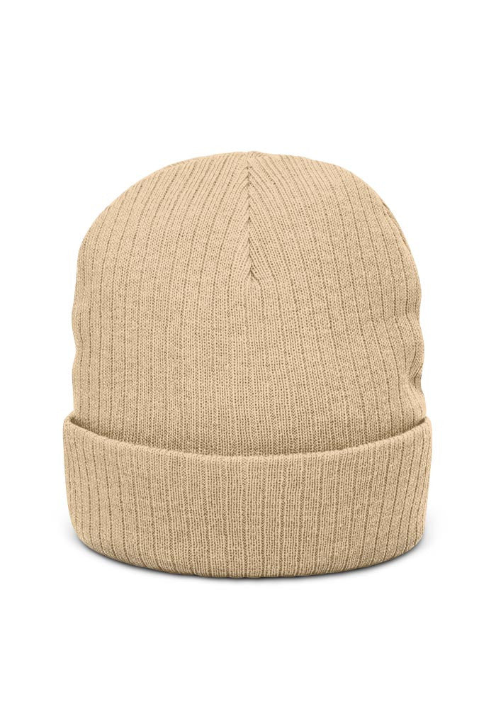 Ribbed Knit Beanie — Atlantis — Beige / One size