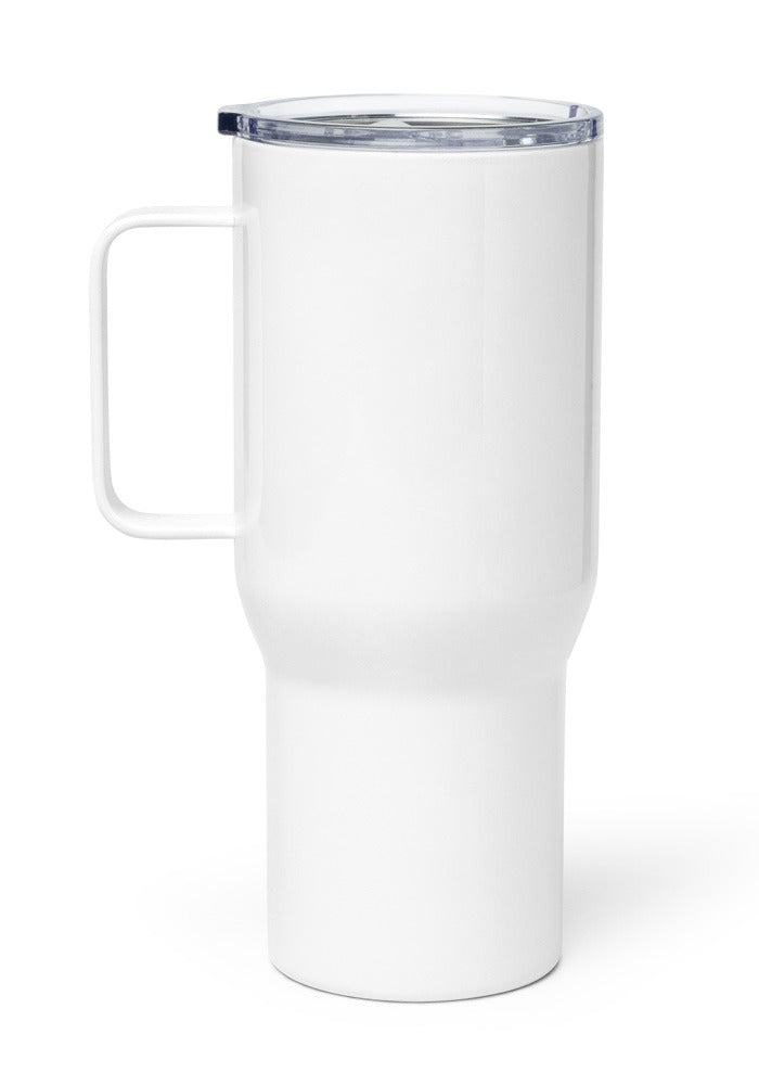Travel Mug with a Handle — supplier product photograph; artwork added after approval