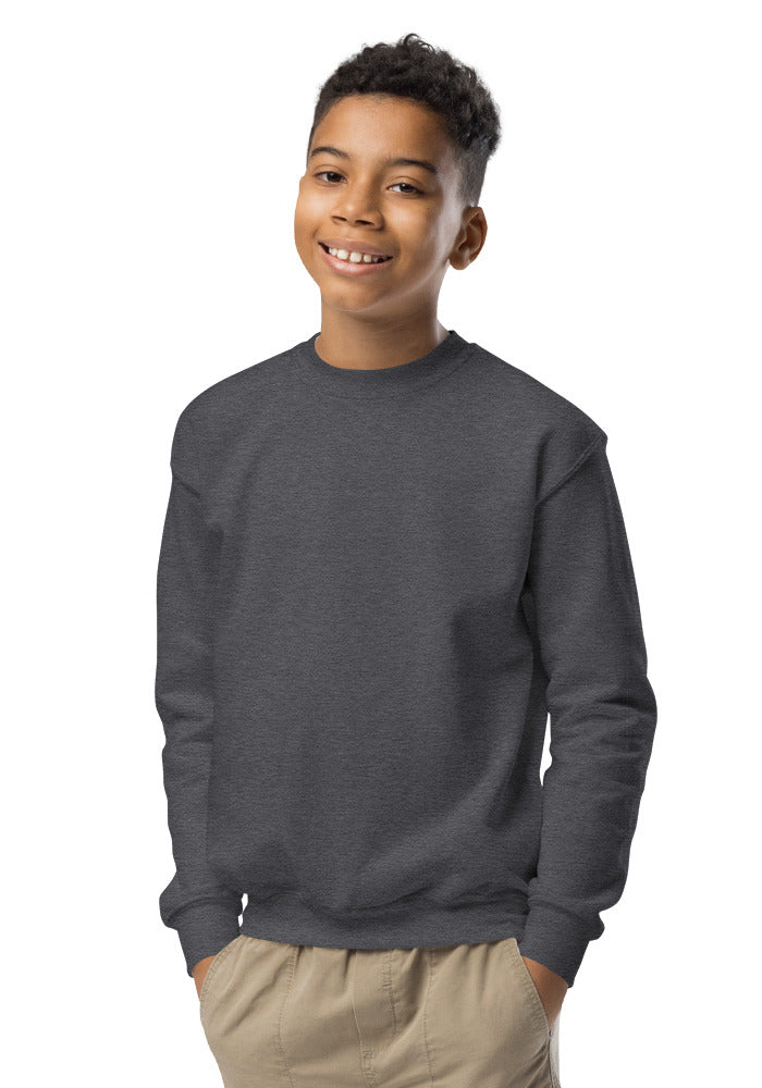 Youth Crew Neck Sweatshirt — Gildan 18000B — Dark Heather / L