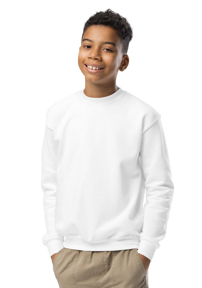Youth Crew Neck Sweatshirt — Gildan 18000B — White / XS