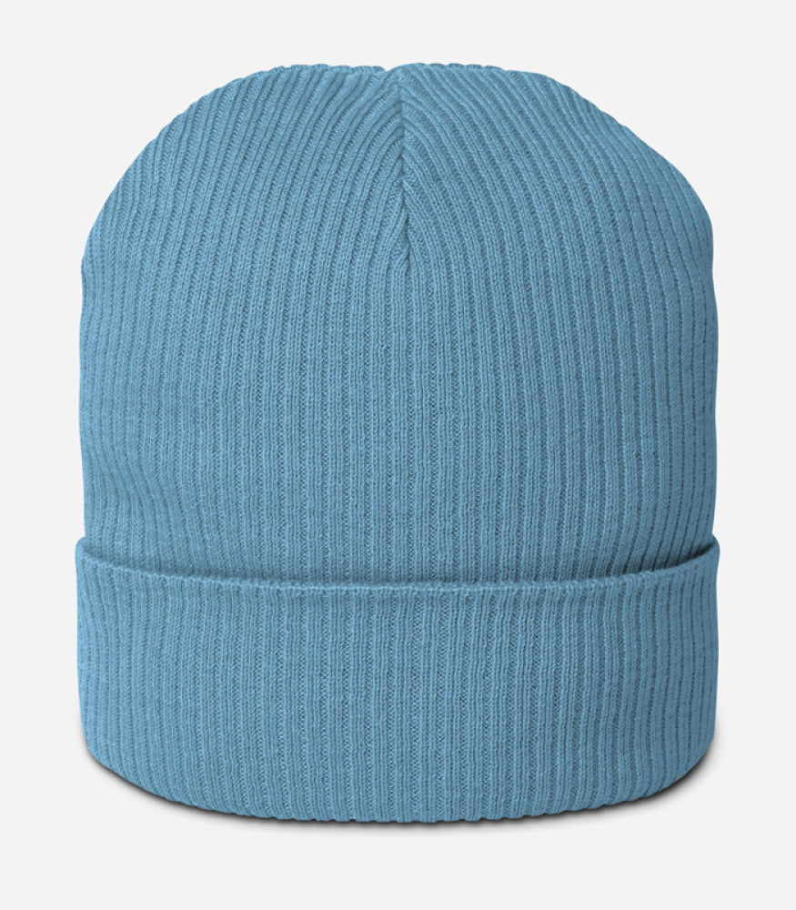 Organic Ribbed Beanie — Atlantis — Light Avio Blue / One size