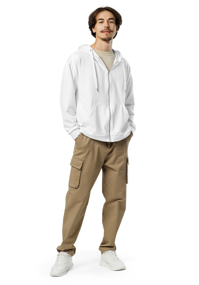 All-Over Print Recycled Unisex Zip Hoodie — White / 3XL