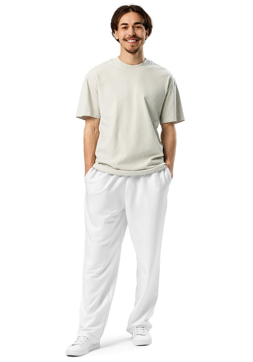 All-Over Print Unisex Wide-Leg Joggers — White / 2XL