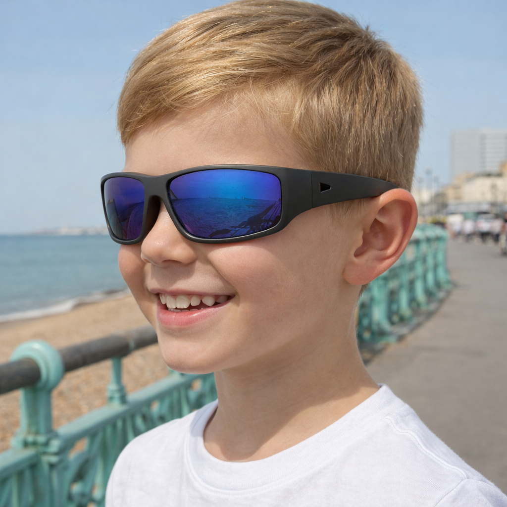 Black Charcoal Kids Sunglasses | REVO Lens | Classic Fit | 6-12 Years