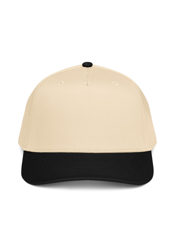 5 Panel Mid-Profile Baseball Cap — Otto Cap 31-069 — Black/Natural / One size