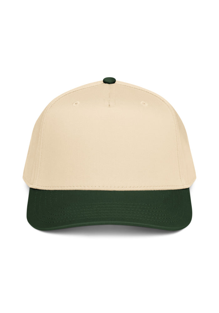 5 Panel Mid-Profile Baseball Cap — Otto Cap 31-069 — Dark Green/Natural / One size