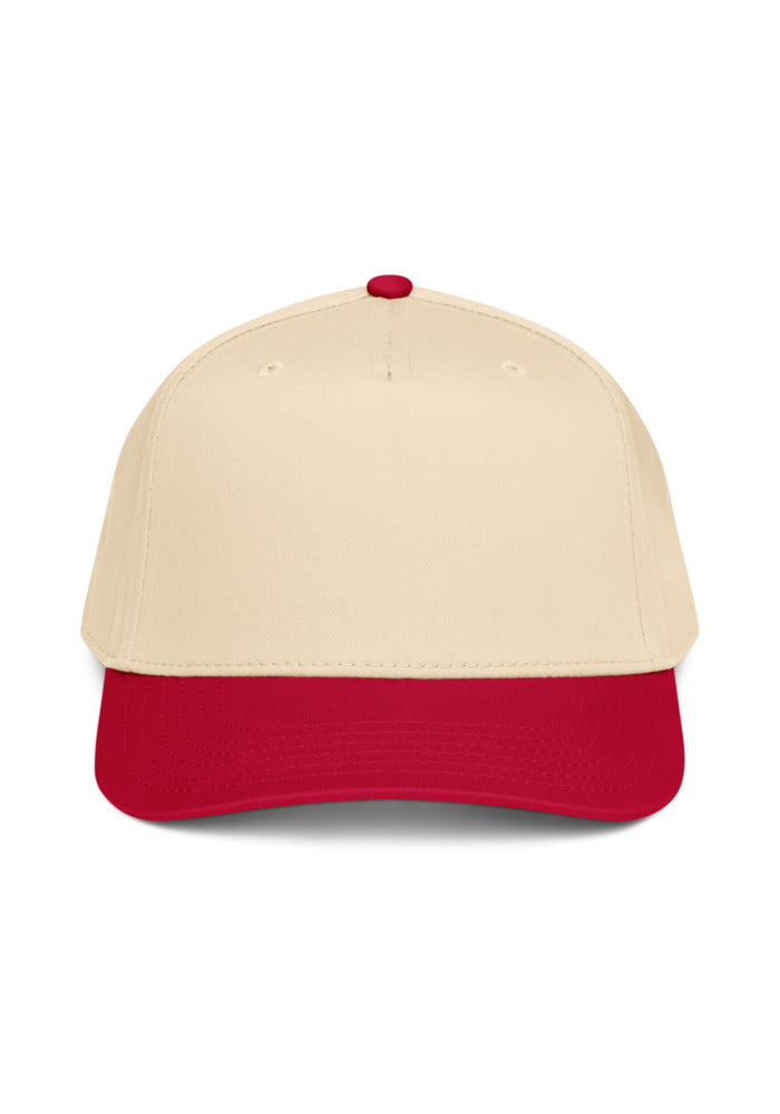 5 Panel Mid-Profile Baseball Cap — Otto Cap 31-069 — Red/Natural / One size