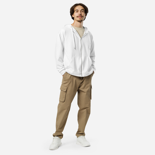 All-Over Print Recycled Unisex Zip Hoodie — supplier product photograph