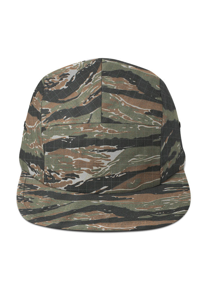 5 Panel Cap — Yupoong 7005 — Green Tiger Camo / One size