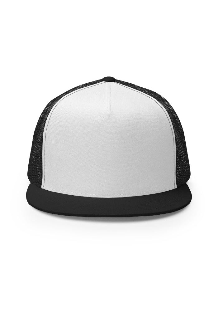 5 Panel Trucker Cap — Yupoong 6006 — Black/ White/ Black / One size