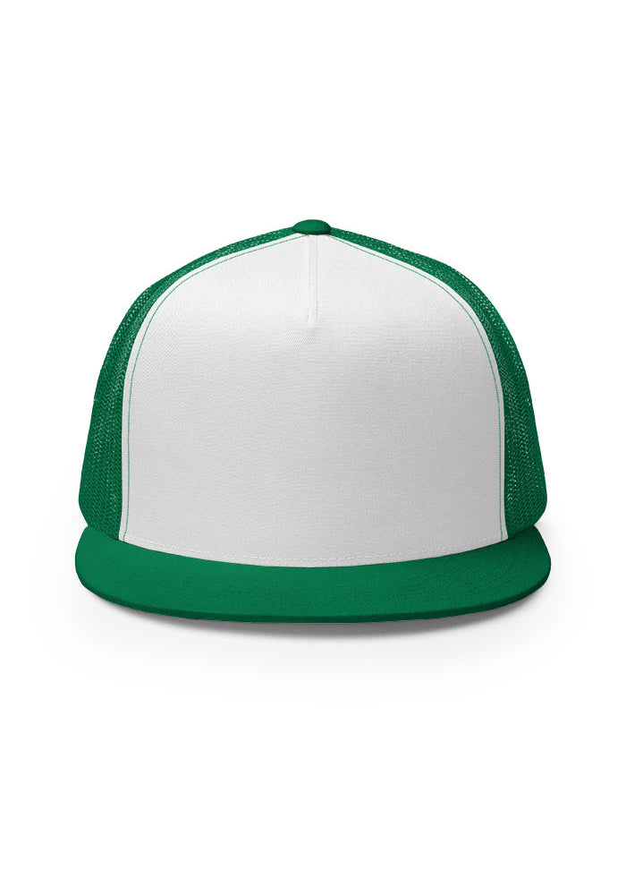 5 Panel Trucker Cap — Yupoong 6006 — Kelly/ White/ Kelly / One size