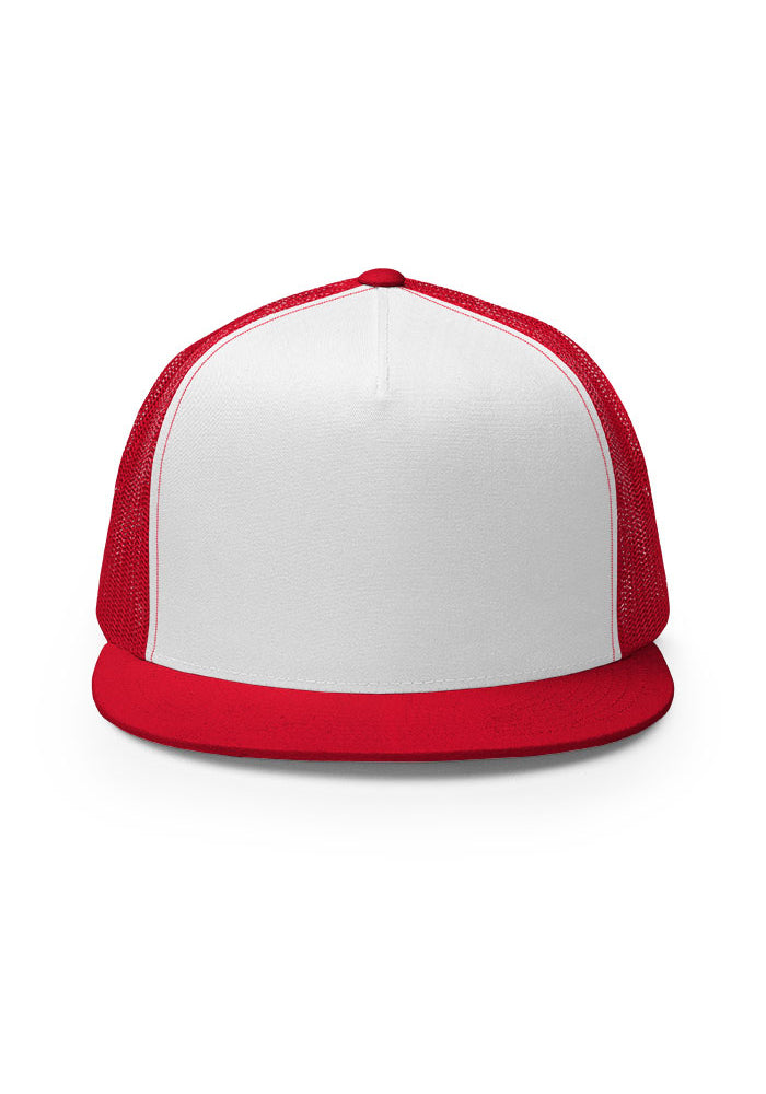 5 Panel Trucker Cap — Yupoong 6006 — Red/ White/ Red / One size