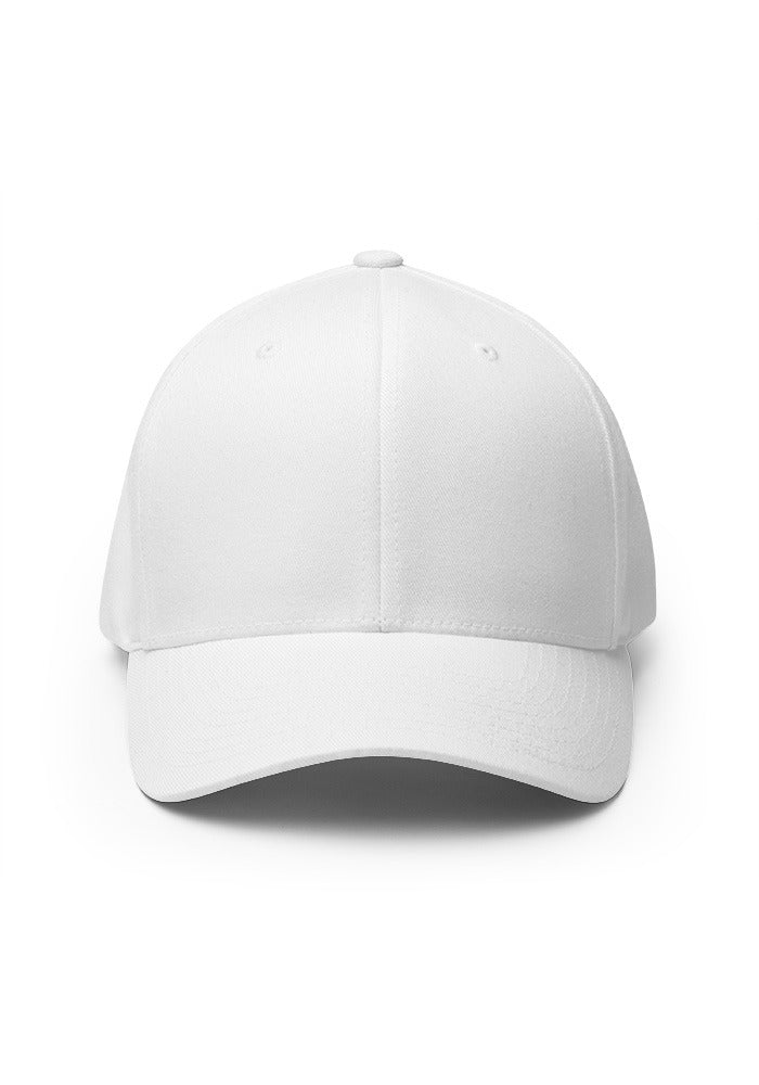Closed-Back Structured Cap — Flexfit 6277 — White / L/XL