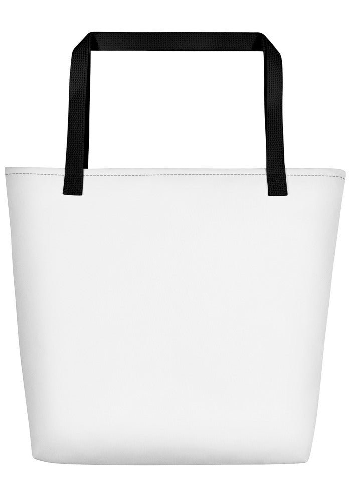All-Over Print Large Tote Bag w/ Pocket — Black / 16″×20″
