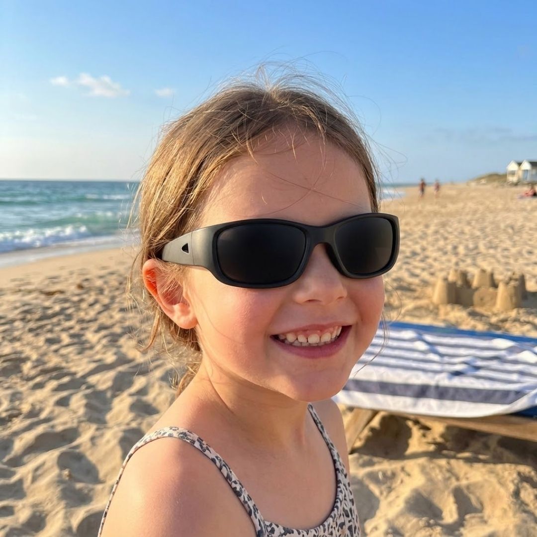 Jet Black Kids Sunglasses | Polarised Lens | Classic Fit | 6-12 Years