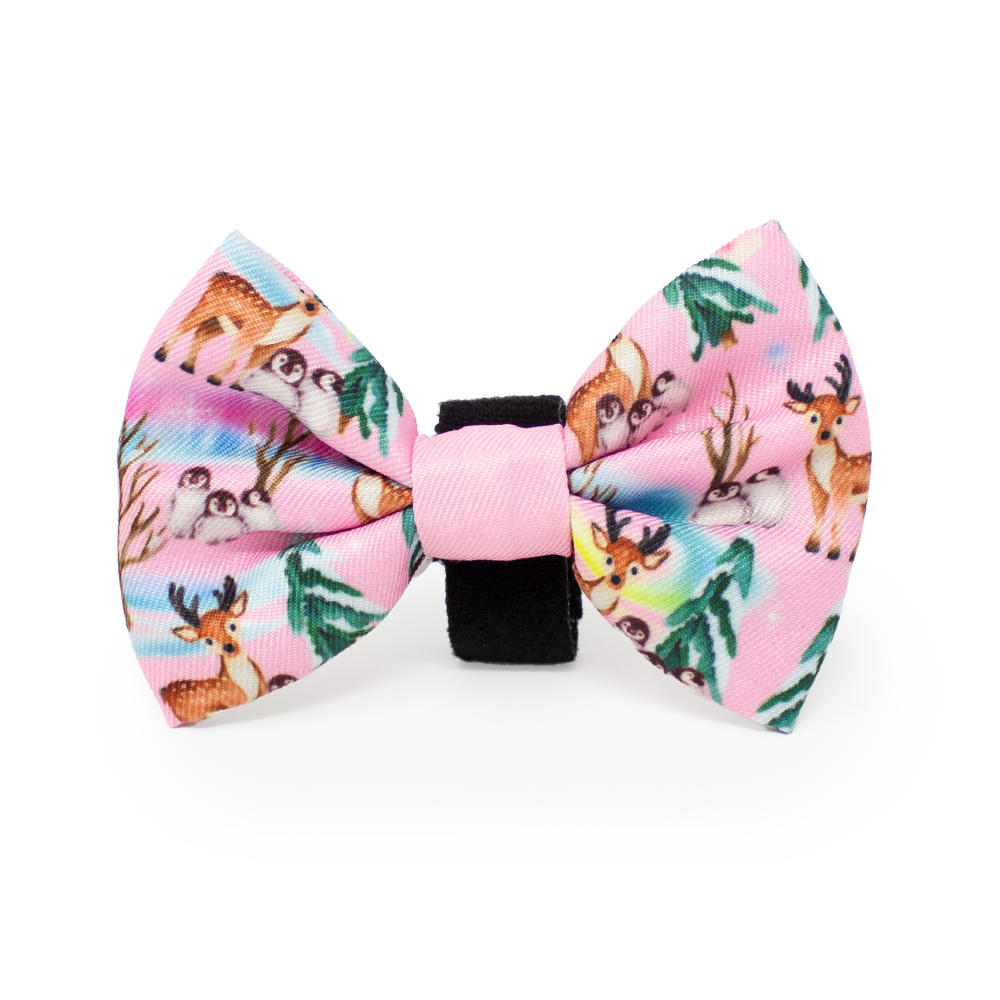 Aurora Nights - Pink Penguin Design Dog Bow Tie