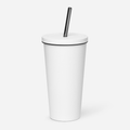 Insulated tumbler with straw ready for custom company branding