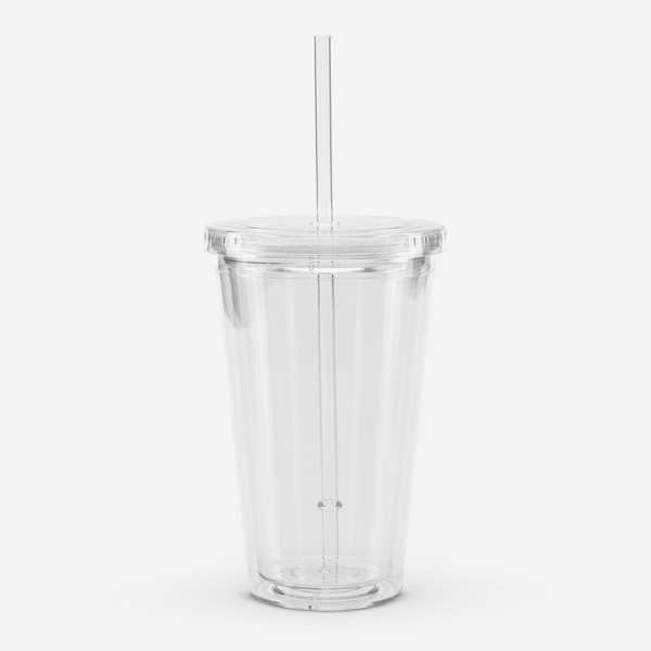 Double Wall Clear Plastic Tumbler (16 oz) — supplier product photograph