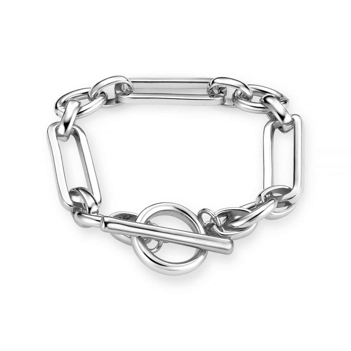 Rectangular Link T-Bar Bracelet - Silver