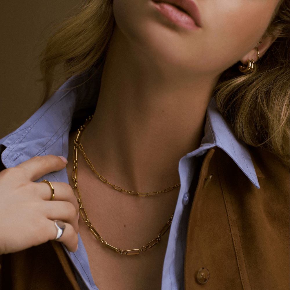 LUXE Rectangular Open Link Chain Necklace