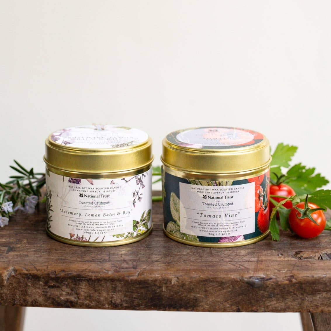 Rosemary, Lemon Balm & Bay Candle in a Matt Gold Tin