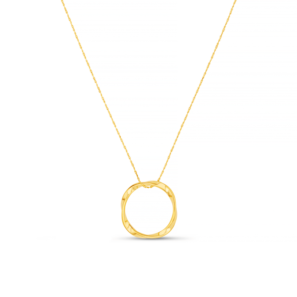 Open Circle Mid Length Necklace - Gold
