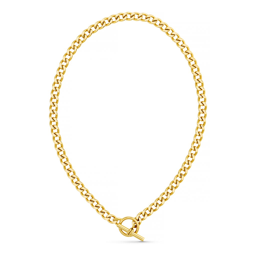 LUXE Flat Curb T-Bar Necklace - Gold