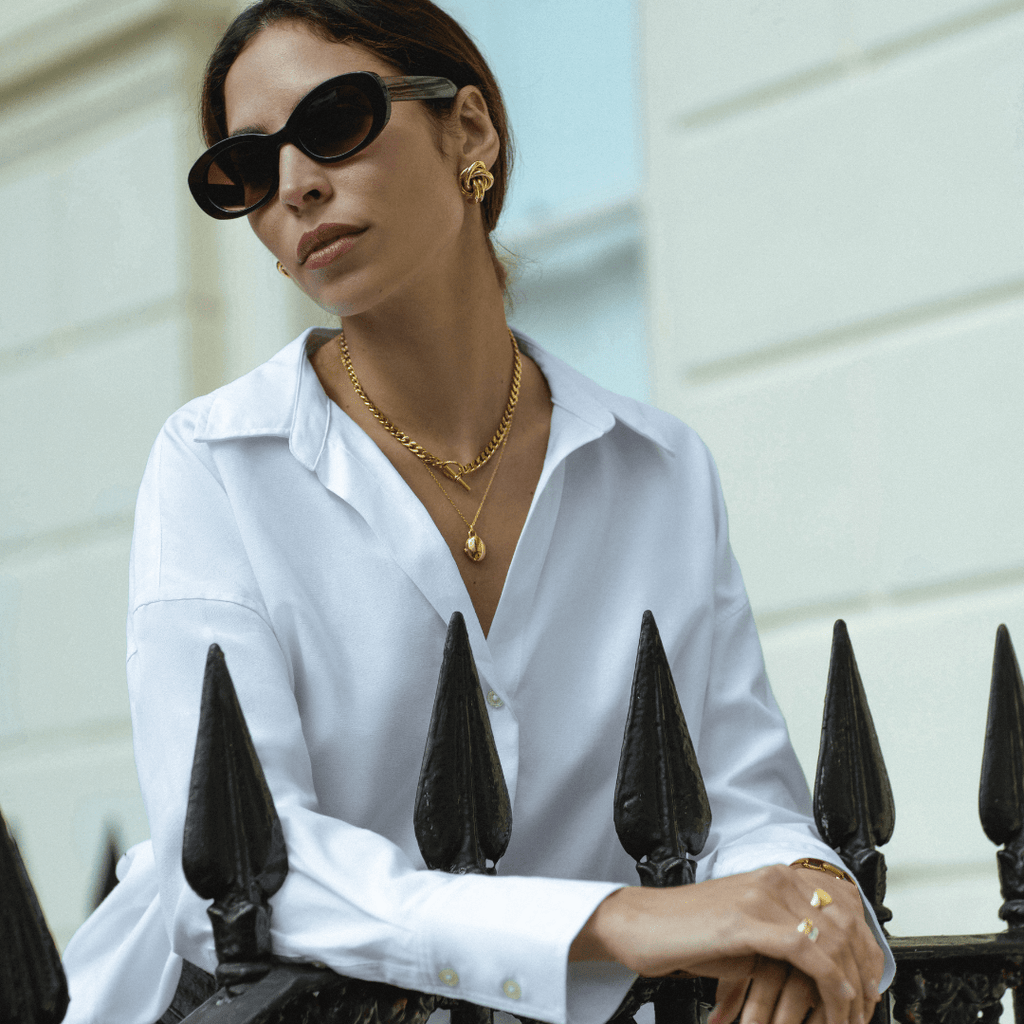 LUXE Flat Curb T-Bar Necklace - Gold