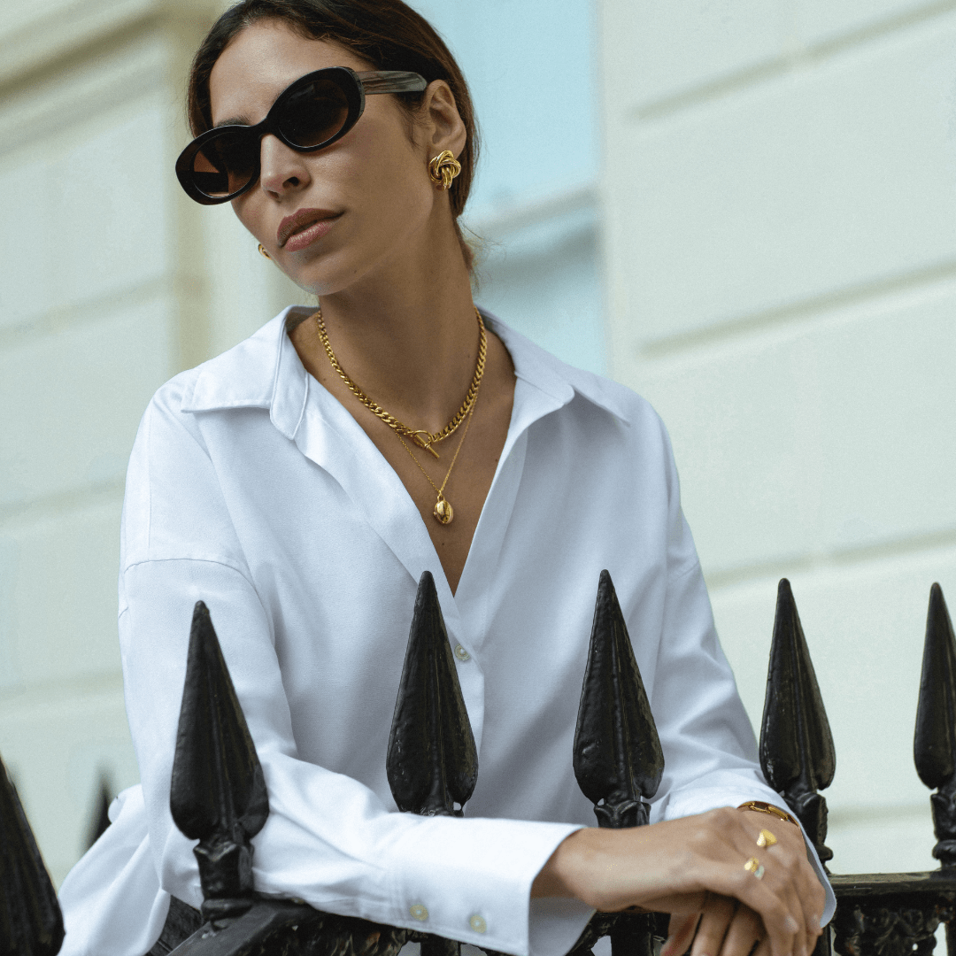 LUXE Flat Curb T-Bar Necklace - Gold