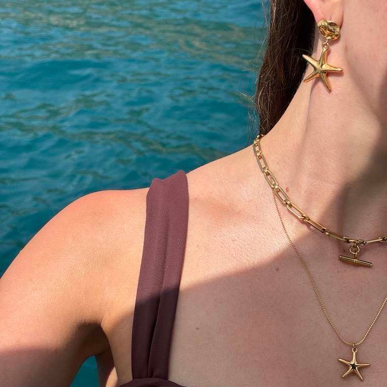 LUXE Linear Link T-Bar Necklace - Gold