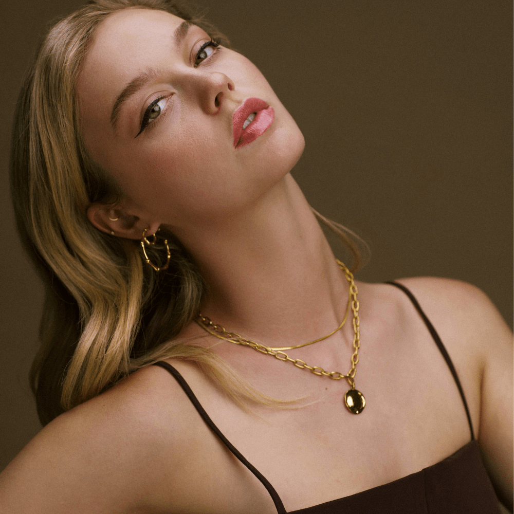 LUXE Oval Link & Molten Coin Necklace