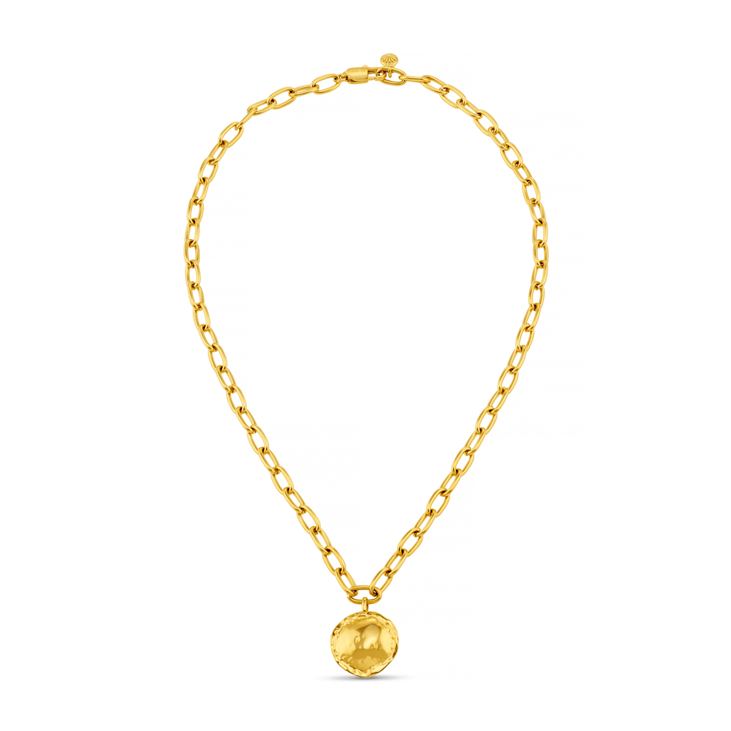 LUXE Oval Link & Molten Coin Necklace
