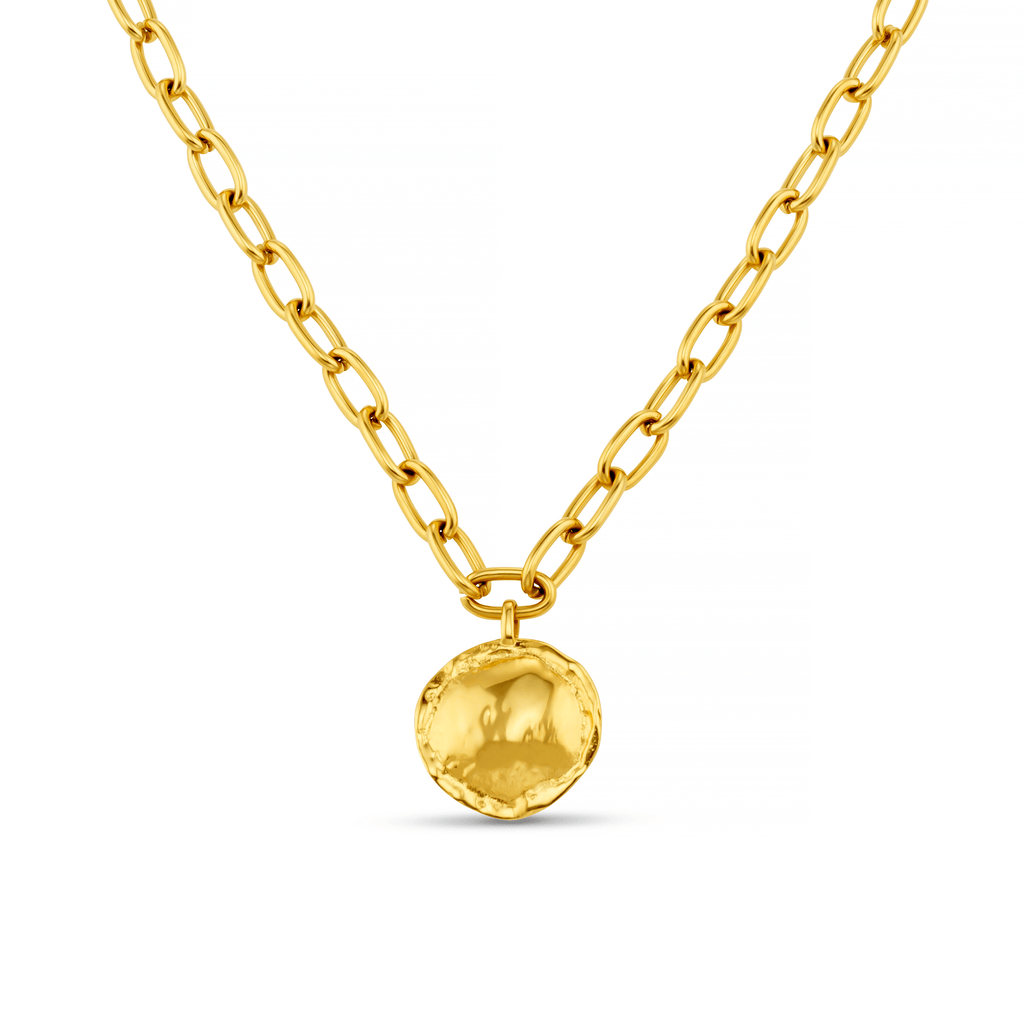 LUXE Oval Link & Molten Coin Necklace