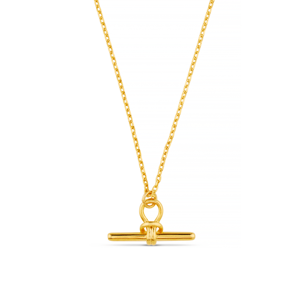 Dainty T-Bar Knot Necklace - Gold