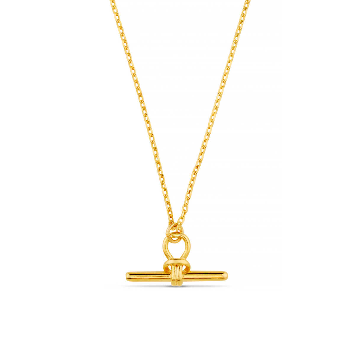 Dainty T-Bar Knot Necklace - Gold