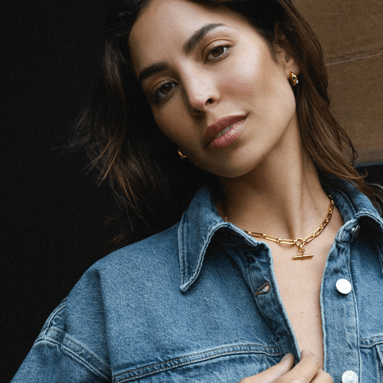 LUXE Linear Link T-Bar Necklace - Gold