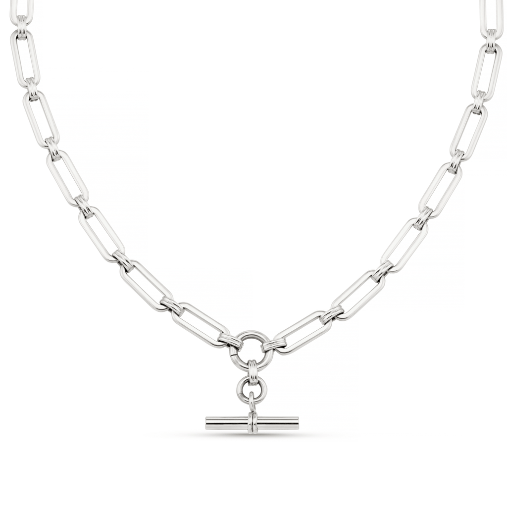 LUXE Linear Link T-Bar Necklace - Silver